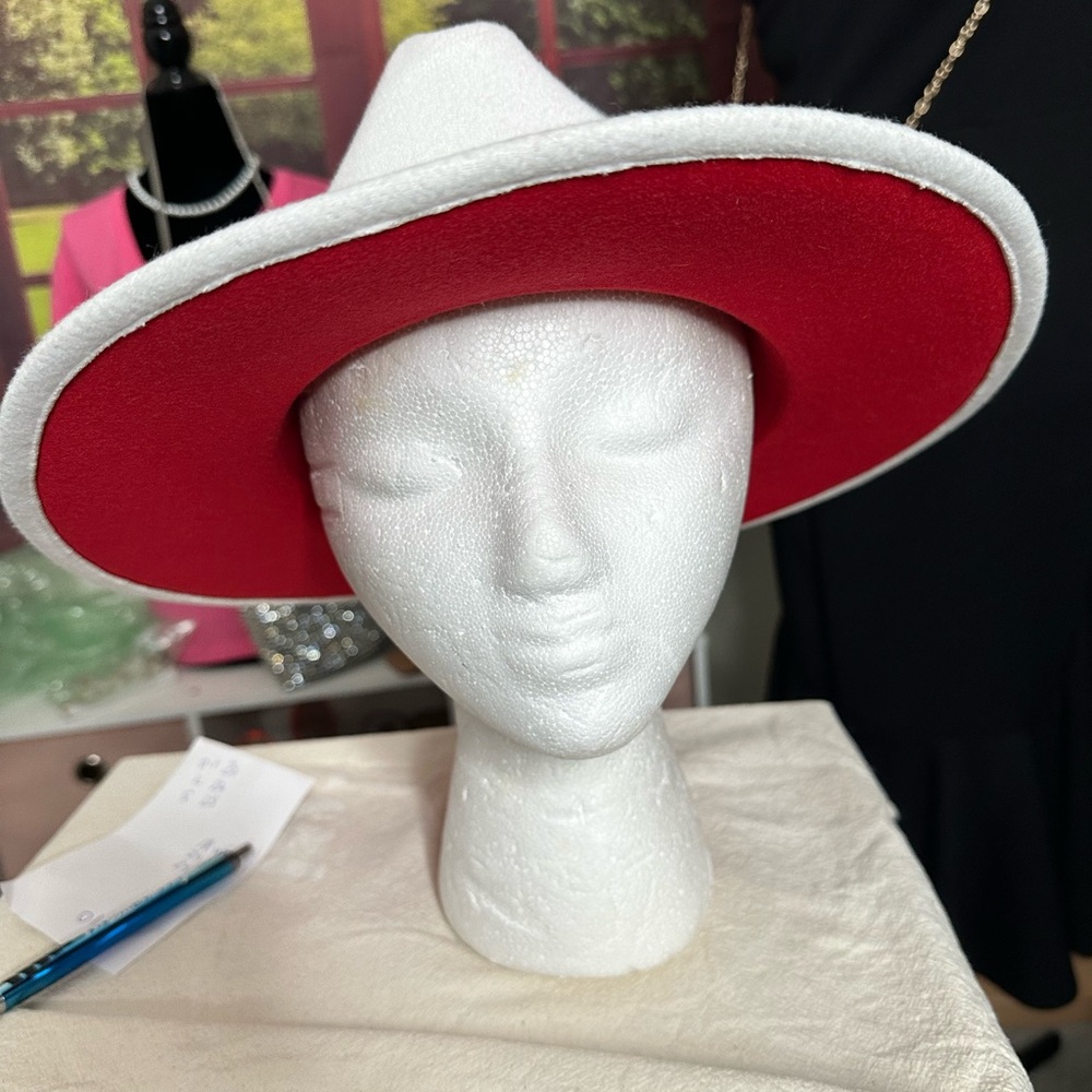 Chic White and Red Women's Hat